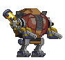 Corpo de Mecha Esfinge Vermelho em um mecha completo